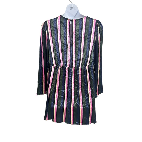 Topshop Stripe Knot Front Long Sleeve Minidress in Black Size 12 - NWT - Picture 6 of 9